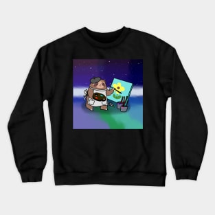 Painter Sloth - Starry Background Crewneck Sweatshirt